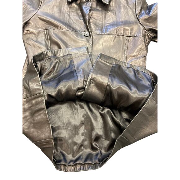 Lady Hathaway Leather Jacket Womens Black Long Sleeve Pockets Button Size XL - Picture 4 of 8